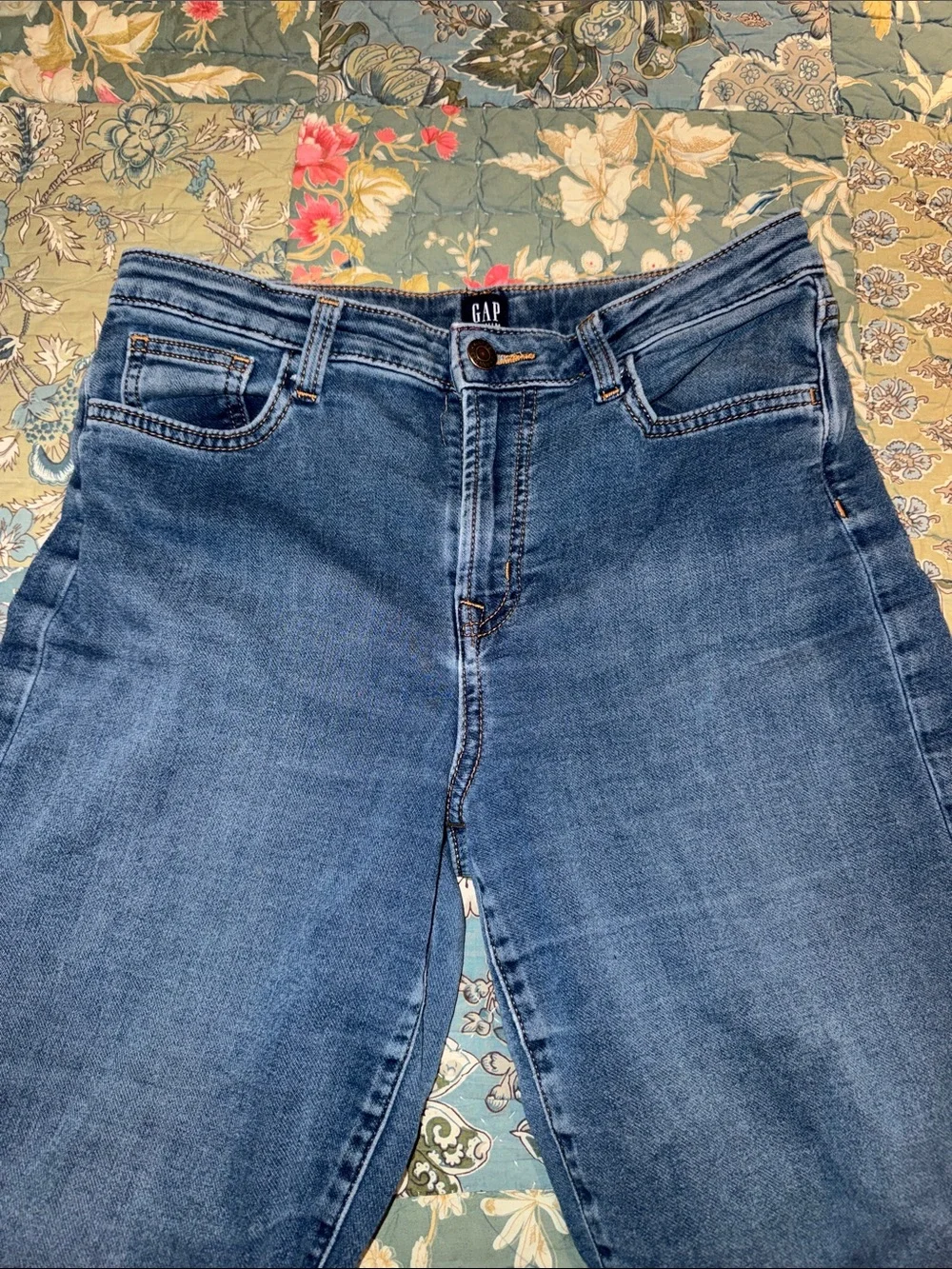 Gap Classic Girls Super Soft Wide-Leg Ankle Jeans in Dark Blue